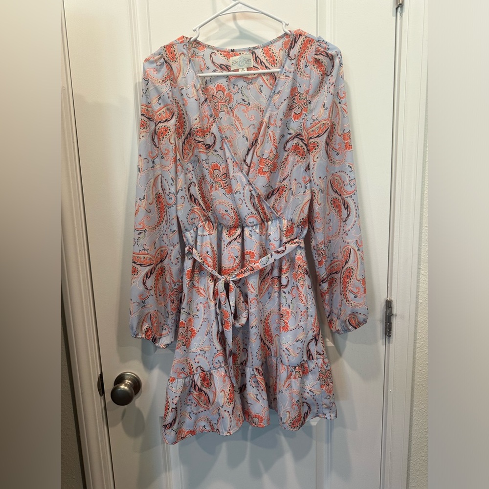 Jun & Ivy blue and orange paisley dress